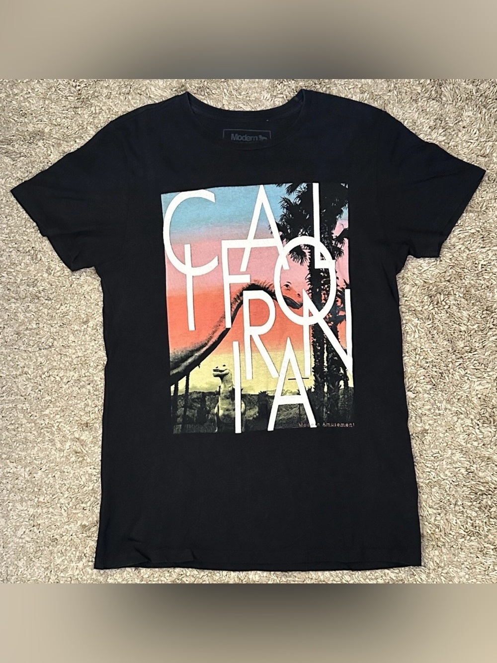 Modern Amusement Men’s S Black Crew Neck Graphic Print Short Sleeve T-Shirt USA
